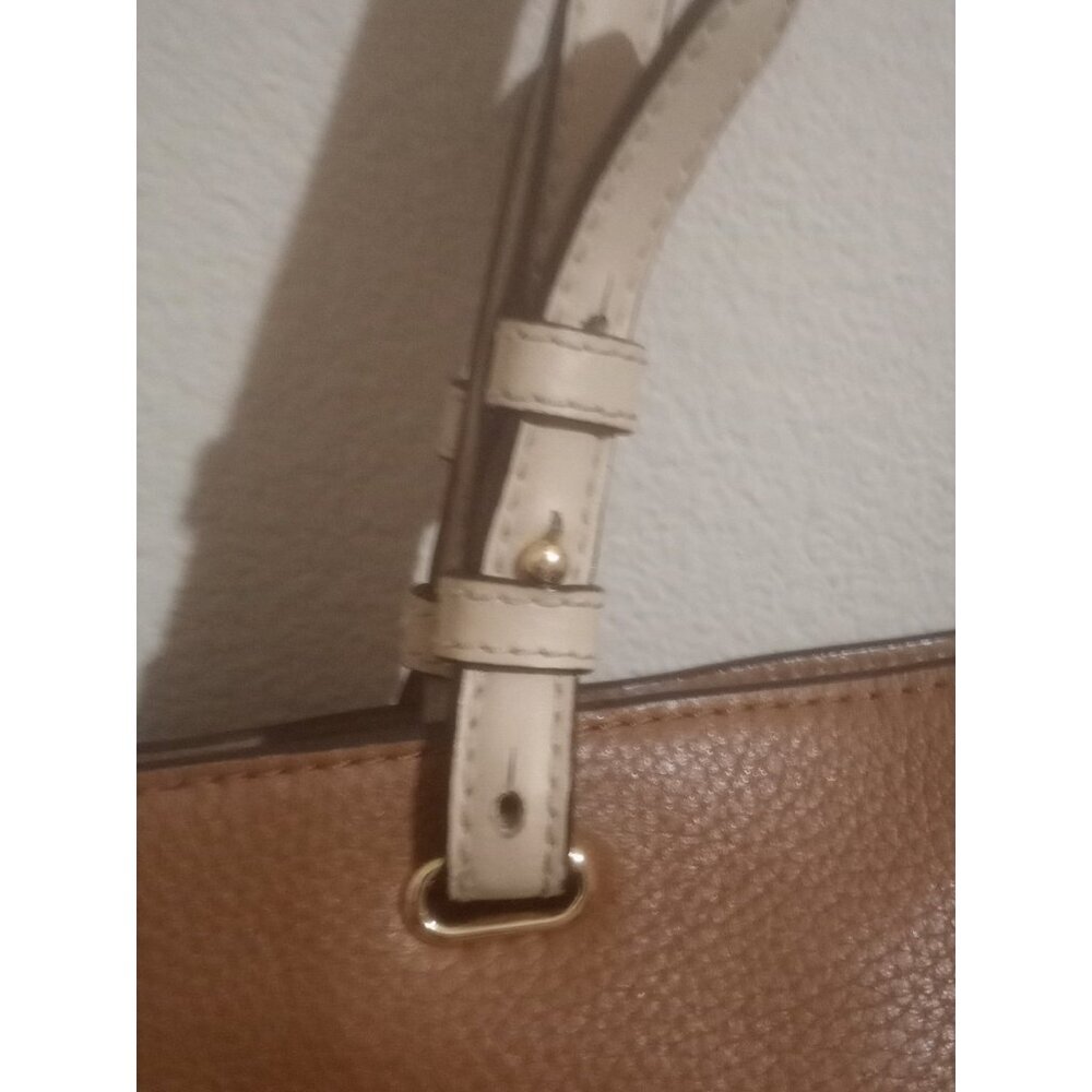 Michael Kors Bedford Tote Shoulder Bag Pebbled Brown Tan Pockets - Picture 6 of 12